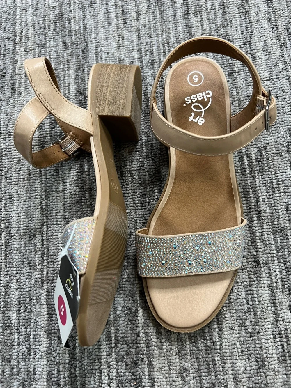 art class Tan Rhinestone Strap Heel Sandals Size 5